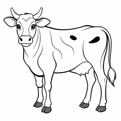 cow line art vector for coloring book svg