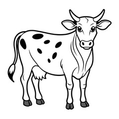 cow line art vector for coloring book svg