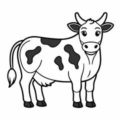 cow line art vector for coloring book svg