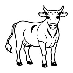 cow line art vector for coloring book svg
