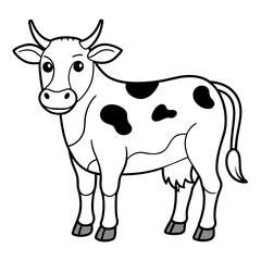 cow line art vector for coloring book svg