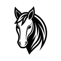  a minimalist logo vector art illustration with a points horse head logo,