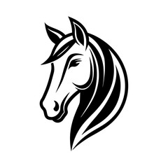  a minimalist logo vector art illustration with a points horse head logo,