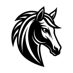 a minimalist logo vector art illustration with a points horse head logo,
