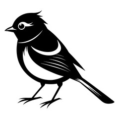 Kinglet bird silhouette black different style vector illustration line art