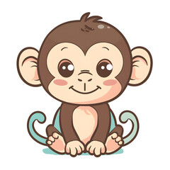 Obraz premium monkey, cartoon, baby, child, vector, illustration, animal, boy, kid, love, bear, smile, comic, drawing, funny, art, fun, heart, happiness, people, pig, cute, toddler, face, small, icon