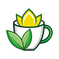 leaf and mug icon logo vector artwork and svg