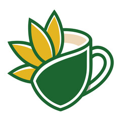 leaf and mug icon logo vector artwork and svg