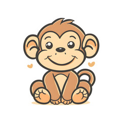 Obraz premium monkey, cartoon, baby, child, vector, illustration, animal, boy, kid, love, bear, smile, comic, drawing, funny, art, fun, heart, happiness, people, pig, cute, toddler, face, small, icon