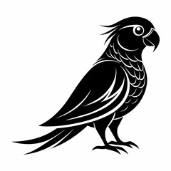 Parakeet bird silhouette black different style vector illustration line art