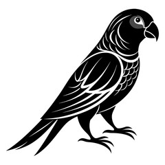 Parakeet bird silhouette black different style vector illustration line art