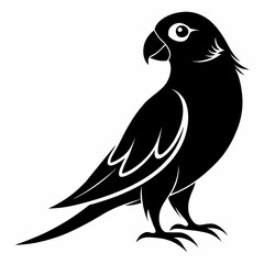 Parakeet bird silhouette black different style vector illustration line art
