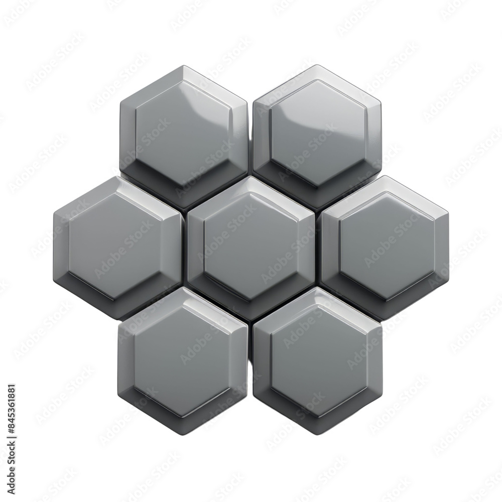 Poster grey hexagonal pattern isolated on transparent background.