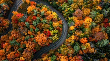 High angle View of a way Winding Through a Forest