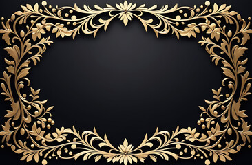 Elegant floral frame design with silhouette-style foliage and delicate berries