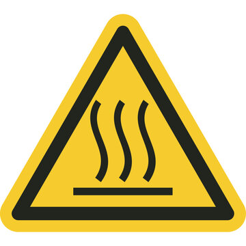 ISO warning safety signs_warning ; hot surface symbol and pictogram only size 1 x 1 x 1 triangular shape