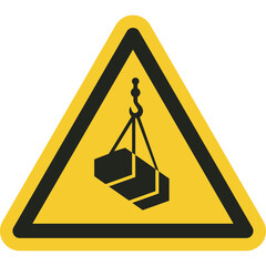 ISO warning safety signs_warning ; overhead load symbol and pictogram only size 1 x 1 x 1 triangular shape