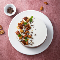 Homemade mousse cake with chocolate and berries