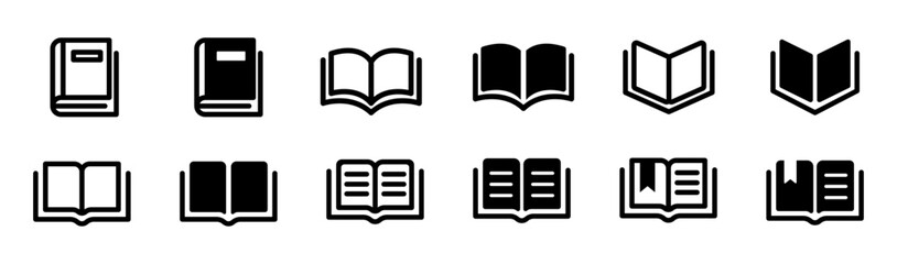 book icon set education study reading learning language skill bookmark sign symbol line pictogram vector illustration design flat graphic design art	