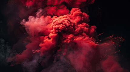 red explosion smoke  black background