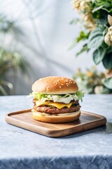 hamburger on a plate