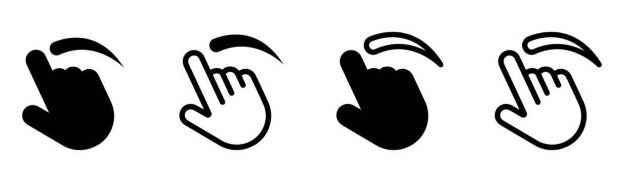 Vector screen touch swipe finger icons set