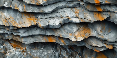 The textured surface of rough rock layers creates an abstract pattern in nature's intricate design