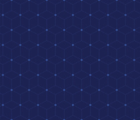 Geometric Vector Seamless Pattern Blue dashed line