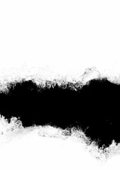 Abstract prints of black paint on a white background