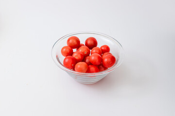 Cherry tomatoes in a glass bowl