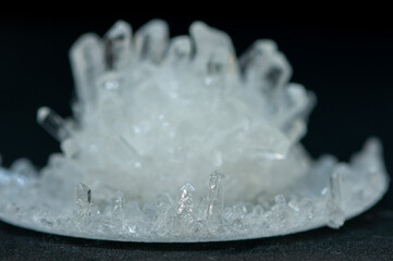 Close-up of a homemade crystal from salts
