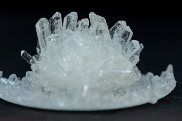 Close-up of a homemade crystal from salts