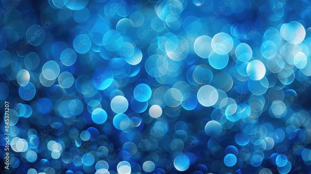 Sticker Realistic bokeh background in shades of blue