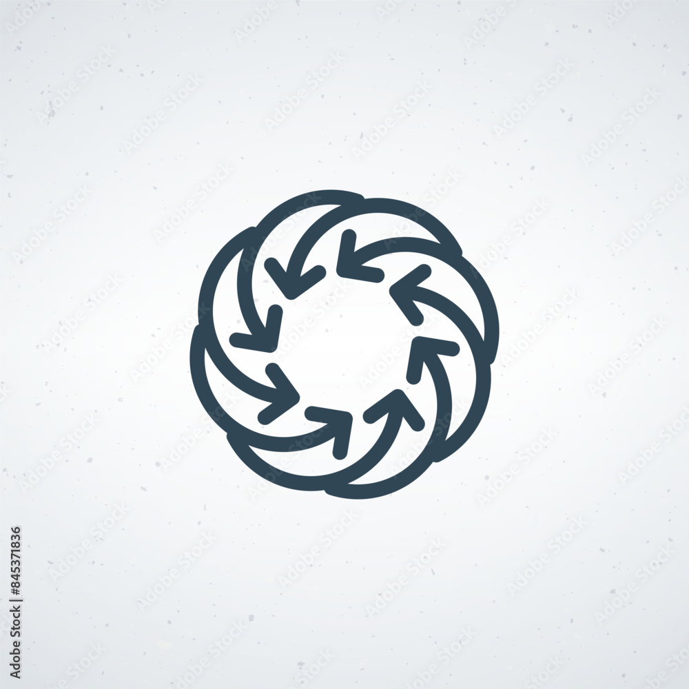 Poster radial inward arrows shape icon. a circular arrangement of arrows. stock vector illustration isolate