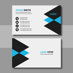 Clean Corporate Business Card Layout with blue color. Modern unique creative business card. Business card for business and personal use. Vector illustration design, Print ready,