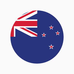 National Flag of New Zealand. New Zealand Flag. New Zealand Round flag.
