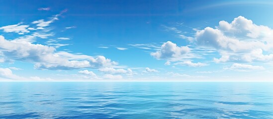 Obraz premium Blue Sky and ocean background. Creative banner. Copyspace image