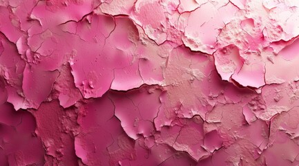 Closeup of peeling pink paint texture on wall surface