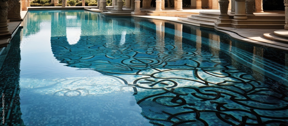 Poster Beautiful patterns in swimming pools. Creative banner. Copyspace image