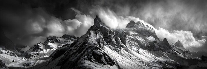 Experiment black and white mountain photography to create dramatic images that emphasize the rugged beauty and timeless allure of the alpine landscape