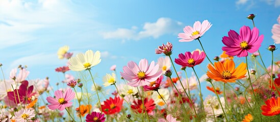 Photo of bright summer flowers. Creative banner. Copyspace image
