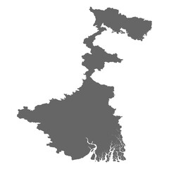 Obraz premium West Bengal state map silhouette, administrative division of India isolated on transparent background