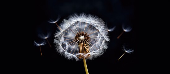 close up of dandelion with dark background. Creative banner. Copyspace image