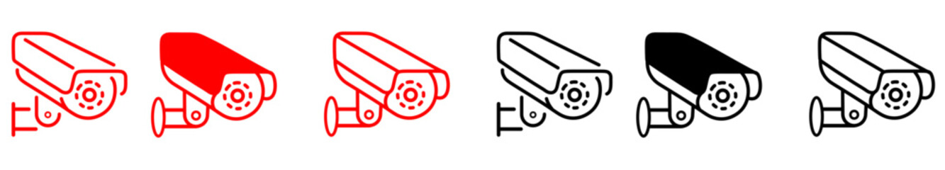 CCTV camera editable stroke outline icon isolated on white background flat vector illustration. Pixel perfect...