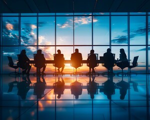 Elegant Boardroom Meeting With Executives Discussing Strategic Plans Corporate Business Concept