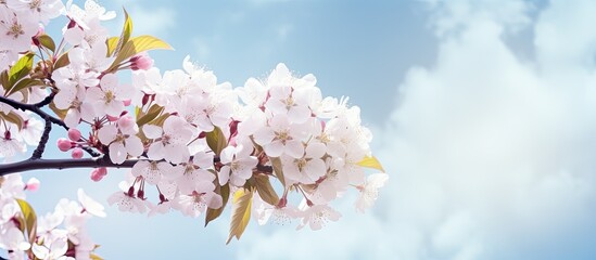 branches of a flowering apple tree. Creative banner. Copyspace image