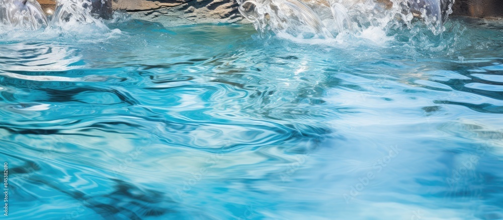 Poster Patterns of movement of water in the pool. Creative banner. Copyspace image