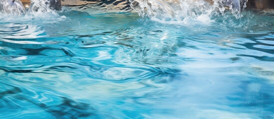 Patterns of movement of water in the pool. Creative banner. Copyspace image