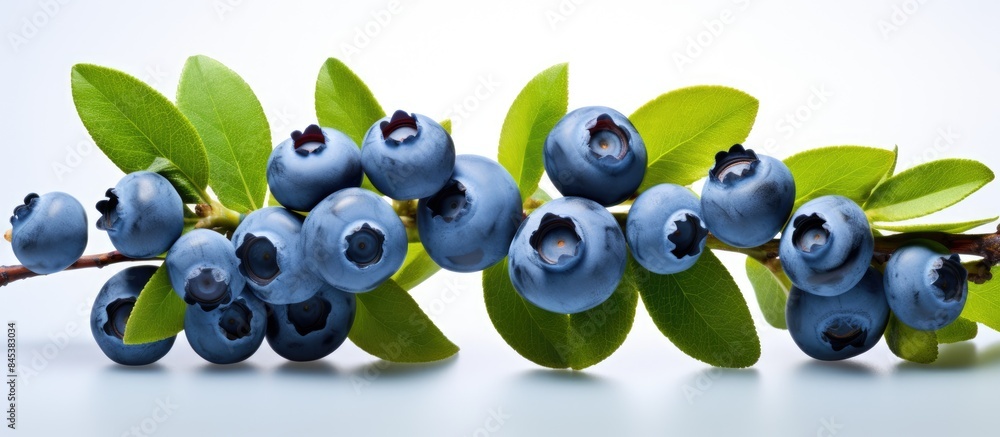 Poster blueberries on a branch. creative banner. copyspace image