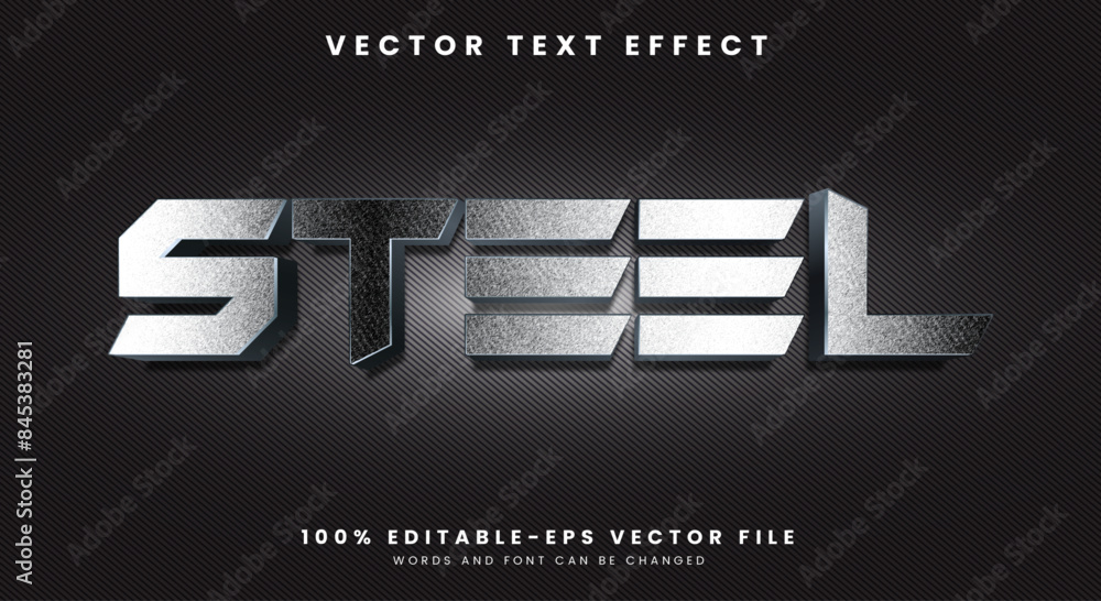 Poster modern steel editable text effect template with shiny and elegant text style
